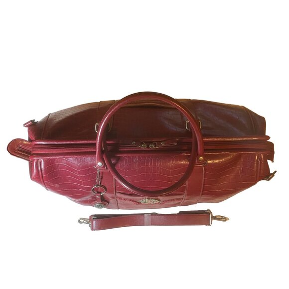 BUENO Burgundy Faux Croc Weekender Travel Bag Detachable Strap OS - Picture 4 of 14